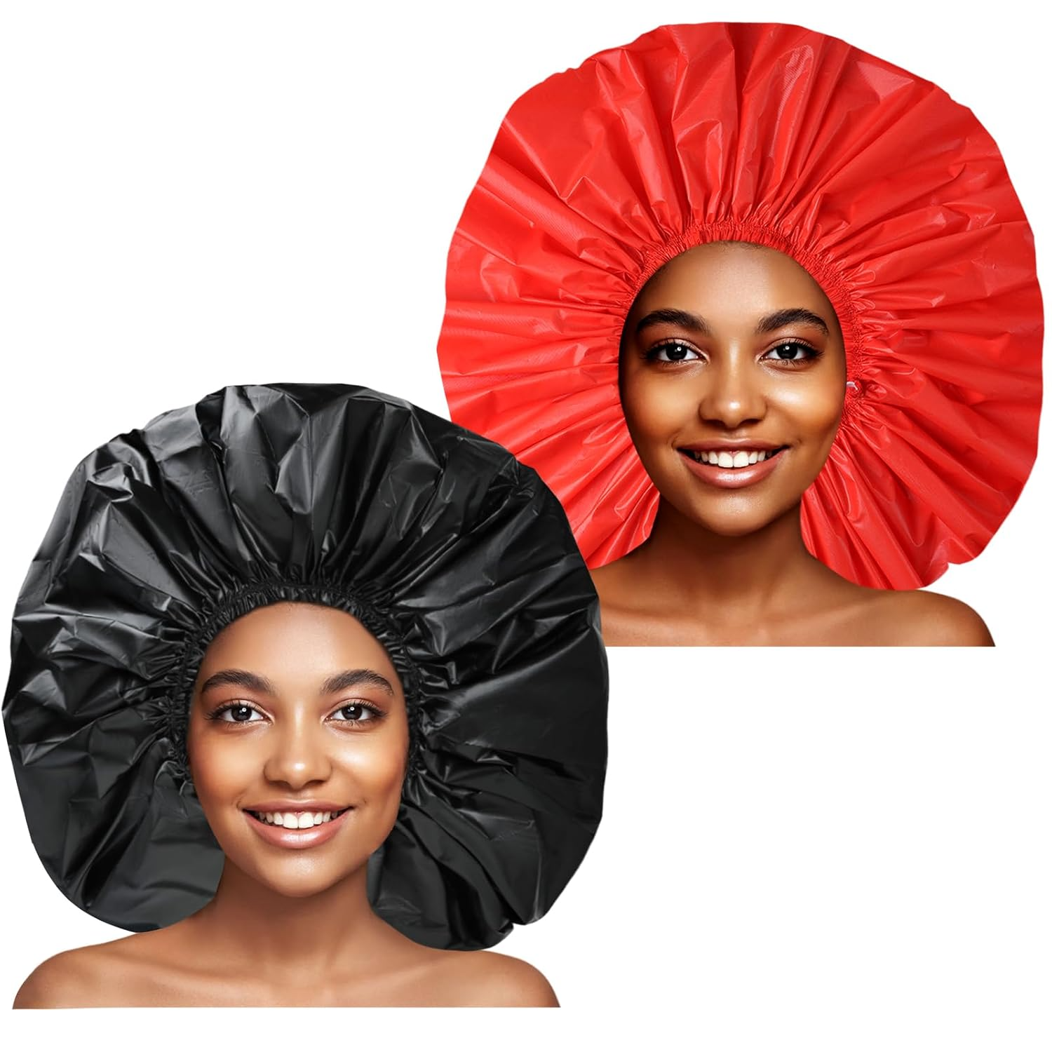 Jumbo Shower Caps Waterproof for Thick Curly Hair 2pc