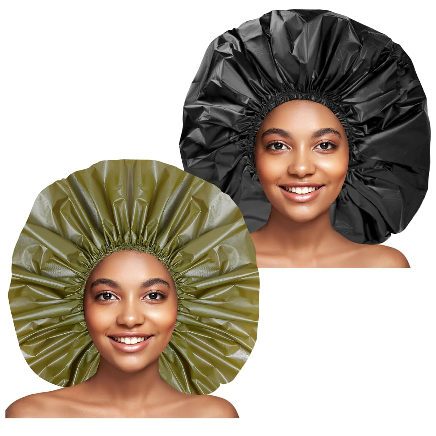 Jumbo Shower Caps Waterproof for Thick Curly Hair 2pc