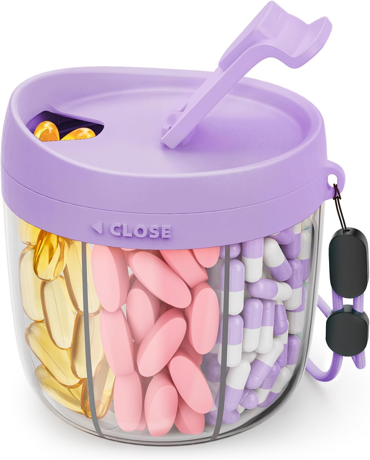 7-Compartment Pill Organizer with Anti-Mix Travel Case