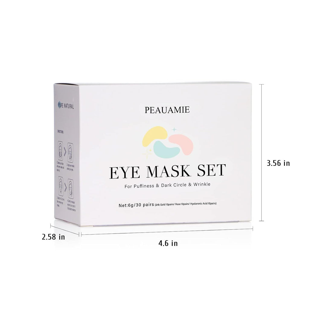 PEAUAMIE Under Eye Patches Gold and Hyaluronic Acid for puffy eyes,Rose Eye Masks for Dark Circles and Puffiness skin care Smooth Wrinkles products 30 Pairs