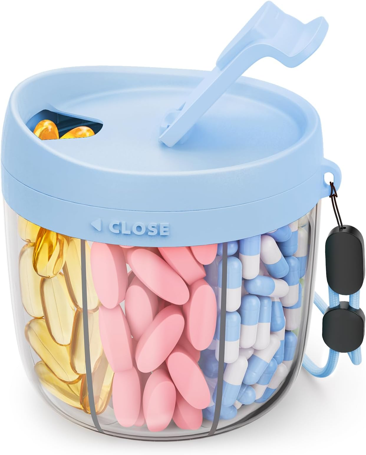 7-Compartment Pill Organizer with Anti-Mix Travel Case