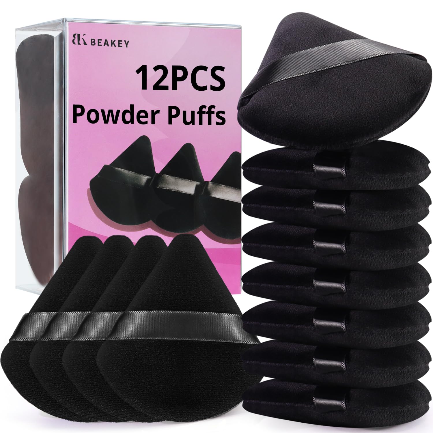 12pcs Powder Puffs for Face Powder Triangle Powder Puff for Loose and Cosmetic Foundation, Makeup Puff for Contouring, Cloud Kiss Beauty Makeup Tools