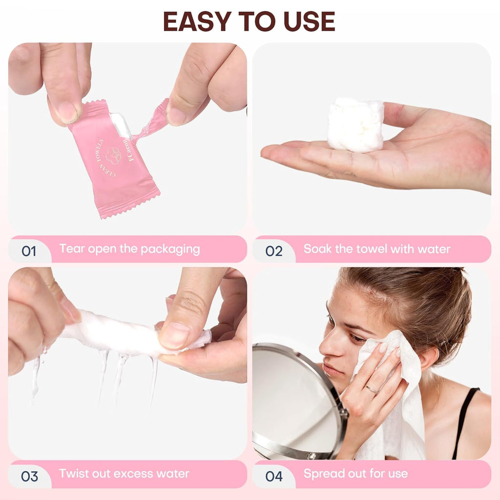 Disposable Face Towel Compressed Towel Tablets for Travel, 12x9 Inch Portable Mini Face Washcloths Reusable Biobased for Gym Hiking Camping Outdoors, Individually Wrapped