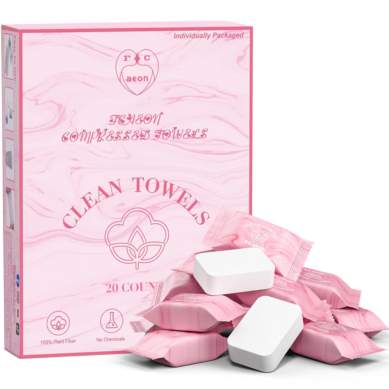 Disposable Face Towel Compressed Towel Tablets for Travel, 12x9 Inch Portable Mini Face Washcloths Reusable Biobased for Gym Hiking Camping Outdoors, Individually Wrapped