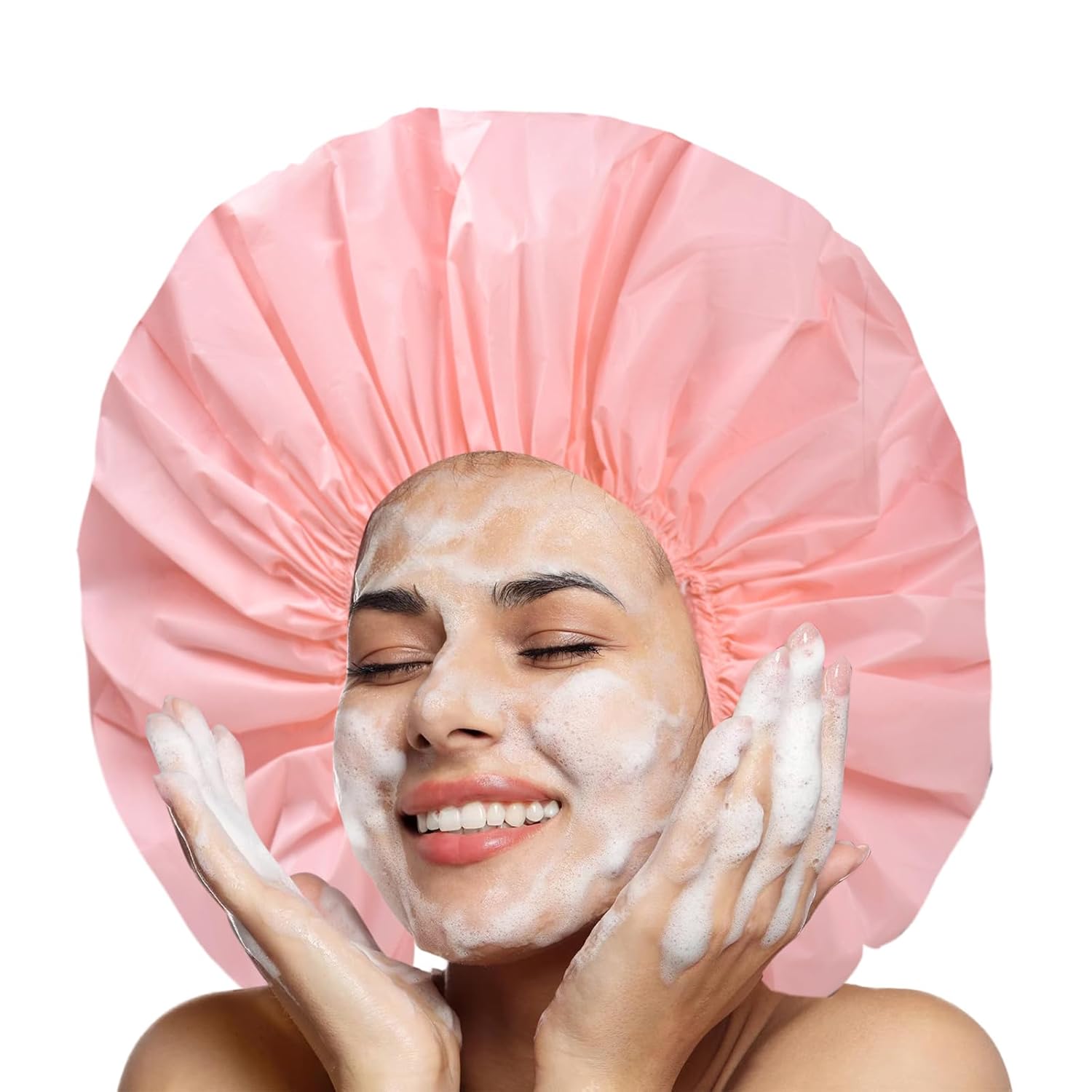 Pink + Blue Jumbo Size Shower Cap 2 PCS Waterproof Shower Caps for Women, Extra Large Shower Cap, Reusable Super Large Bath Caps Hair Cap for Long Thick Curly Hair, Locs, Twist Braids (Copy) (Copy)