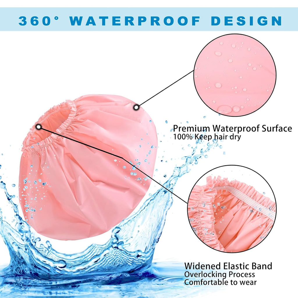Pink + Blue Jumbo Size Shower Cap 2 PCS Waterproof Shower Caps for Women, Extra Large Shower Cap, Reusable Super Large Bath Caps Hair Cap for Long Thick Curly Hair, Locs, Twist Braids (Copy) (Copy)