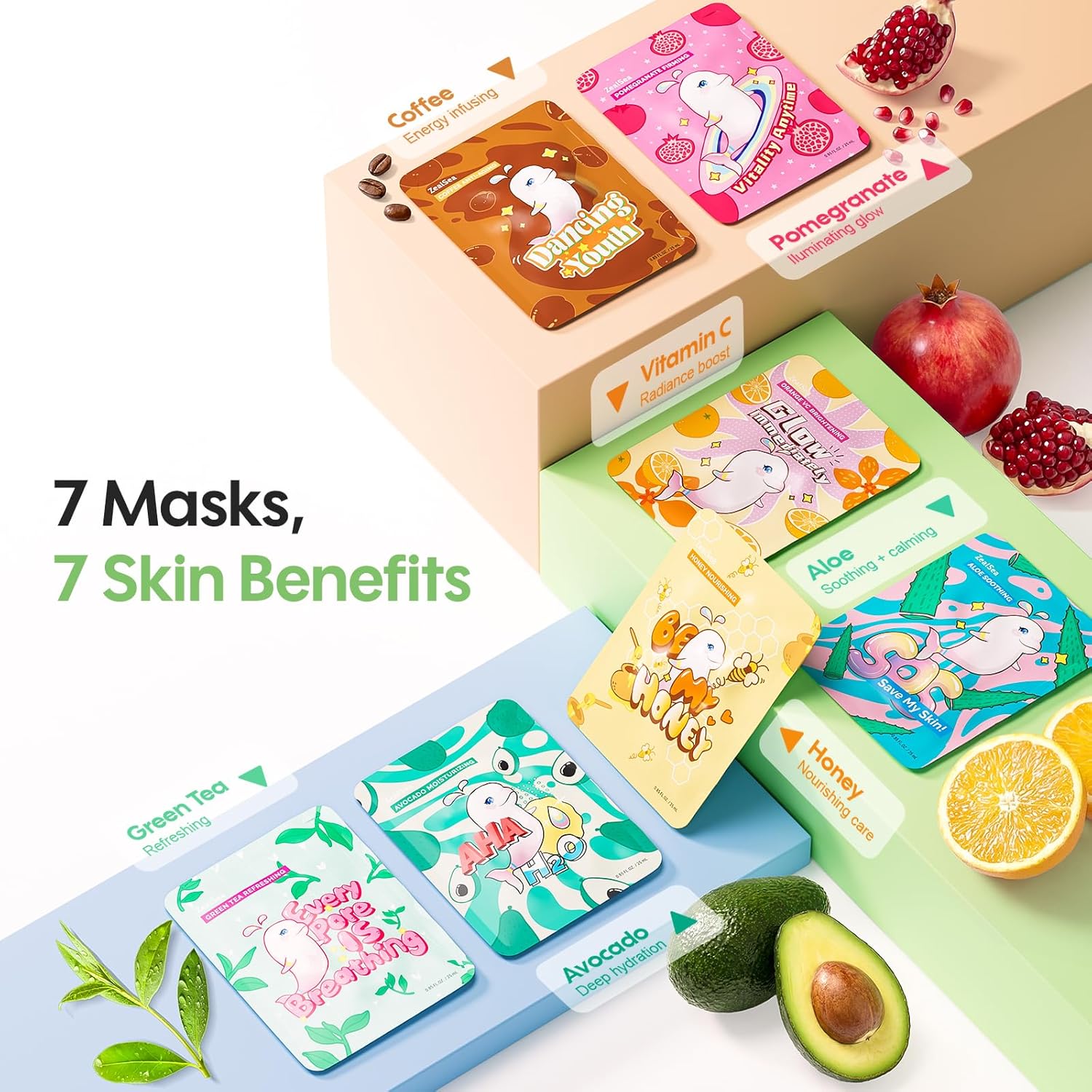7-Day Facial Sheet Mask Set with Botanical Extracts