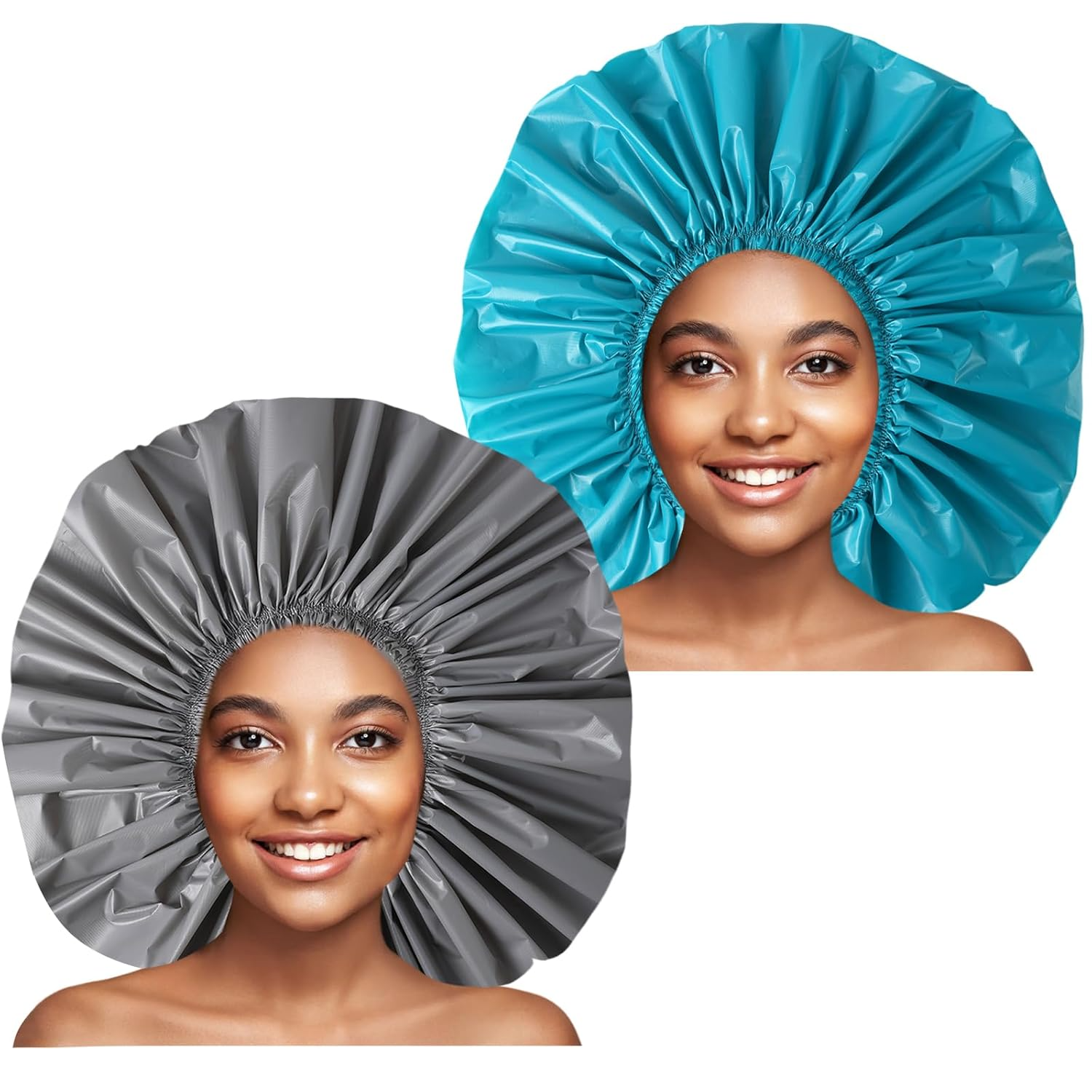 Jumbo Shower Caps Waterproof for Thick Curly Hair 2pc