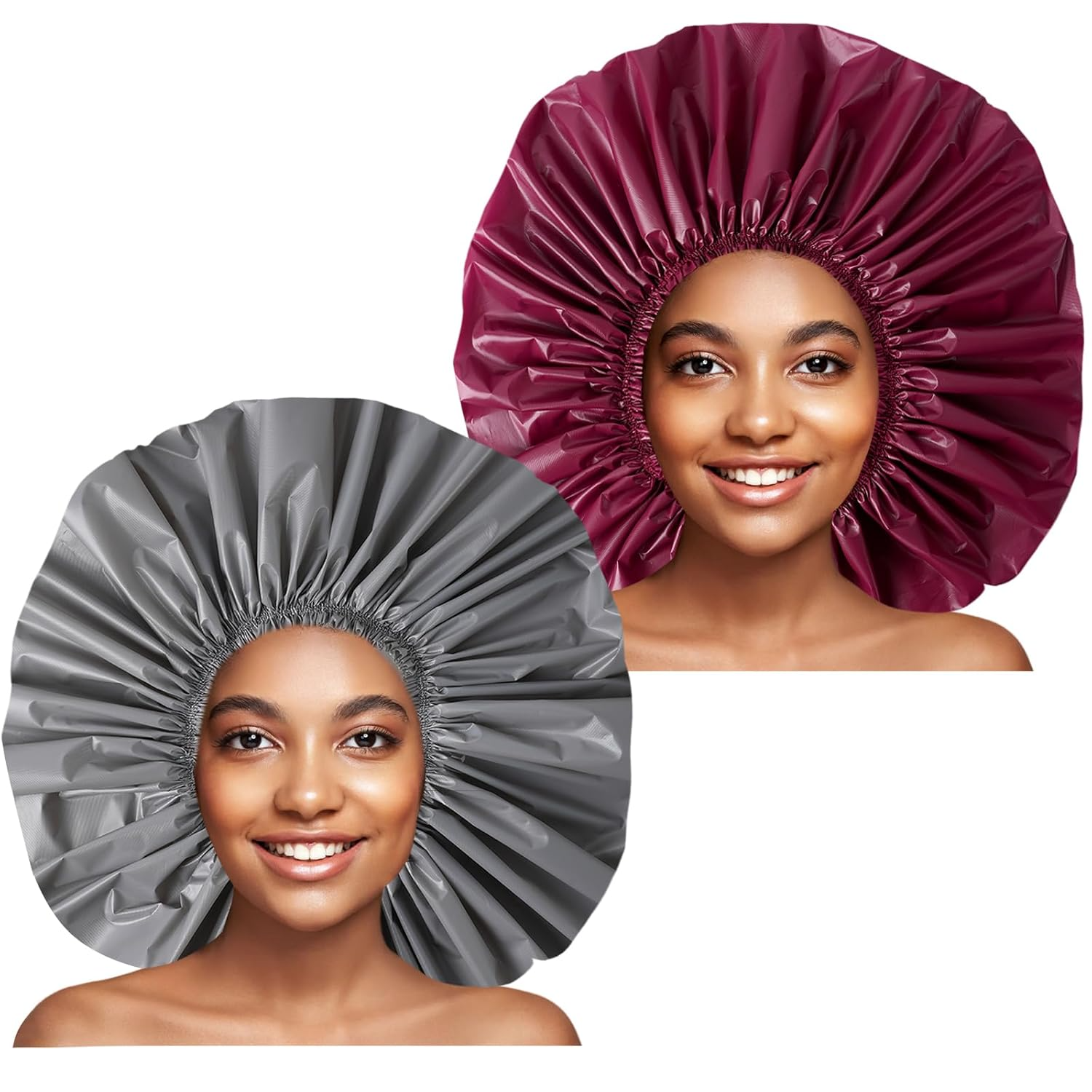 Jumbo Shower Caps Waterproof for Thick Curly Hair 2pc