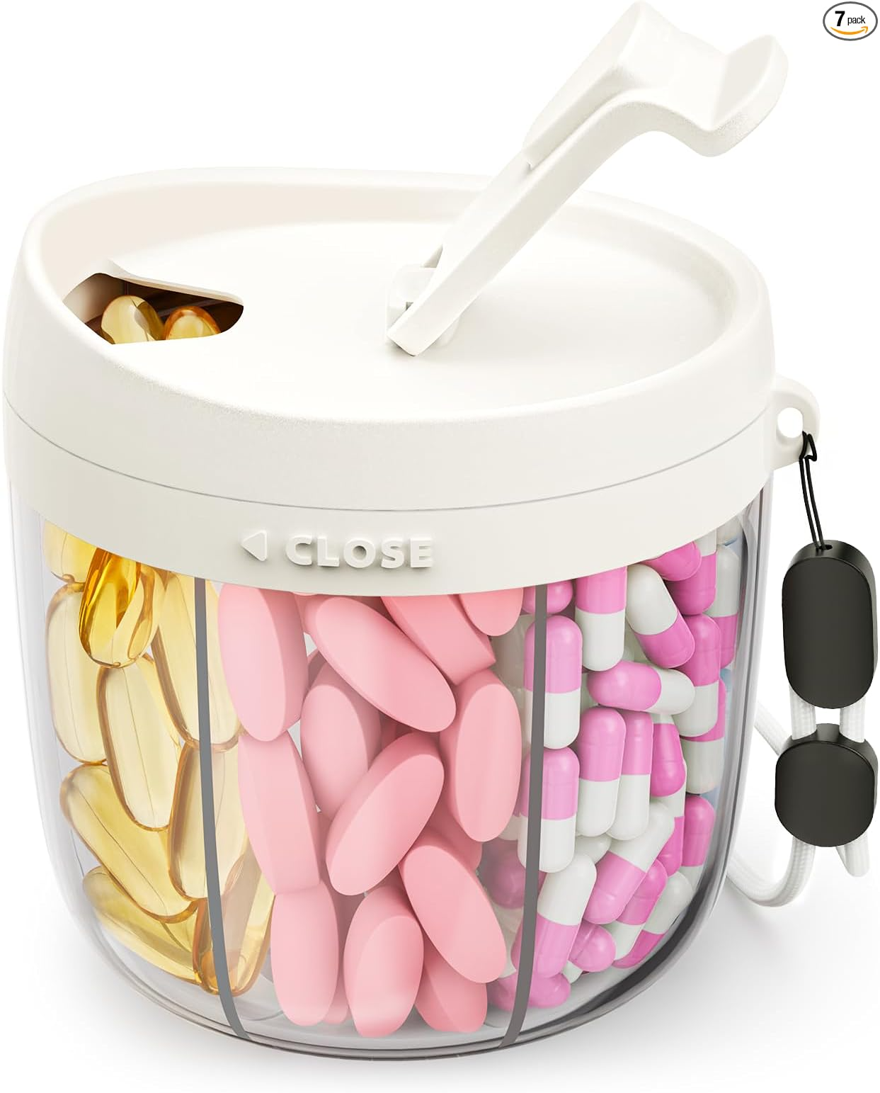 7-Compartment Pill Organizer with Anti-Mix Travel Case