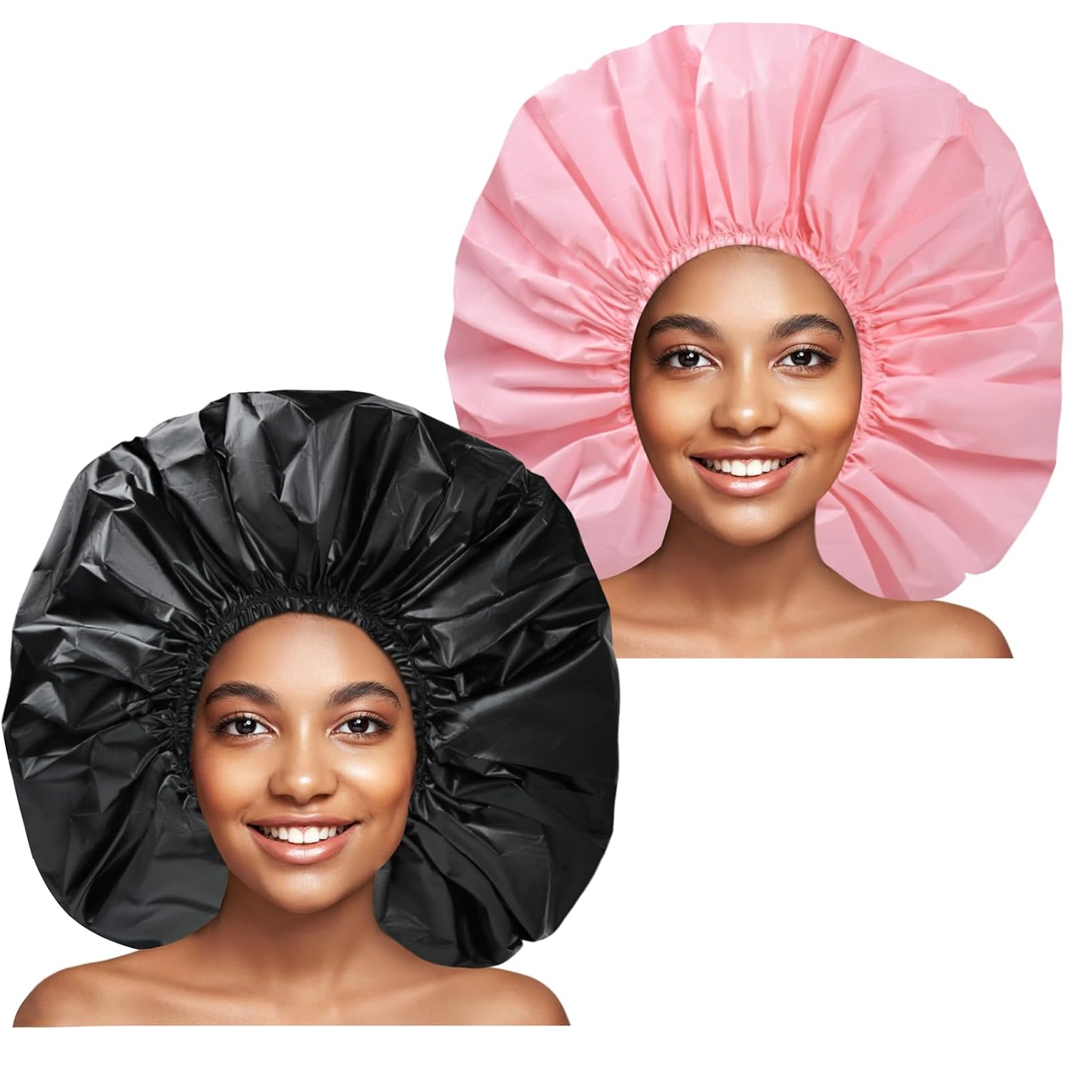 Jumbo Shower Caps Waterproof for Thick Curly Hair 2pc