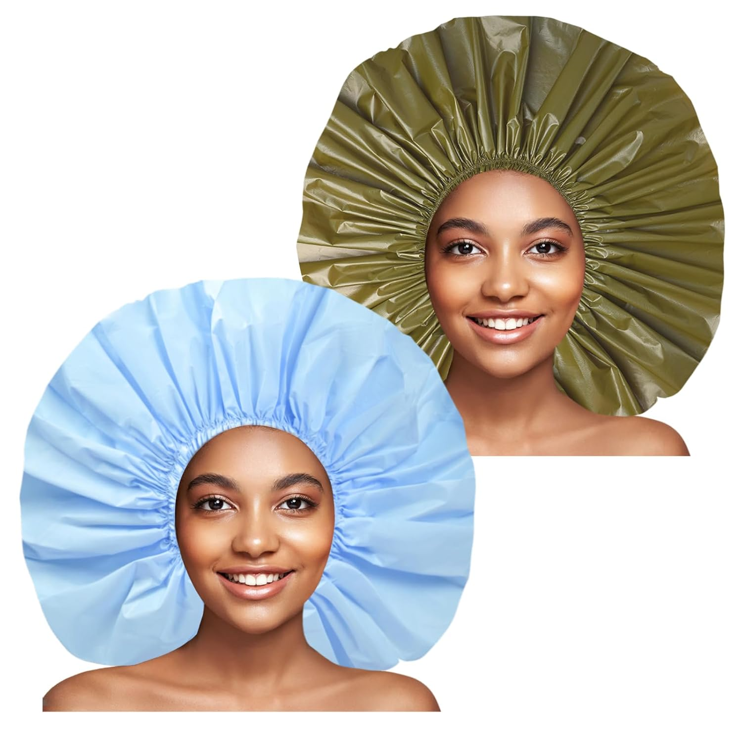 Jumbo Shower Caps Waterproof for Thick Curly Hair 2pc