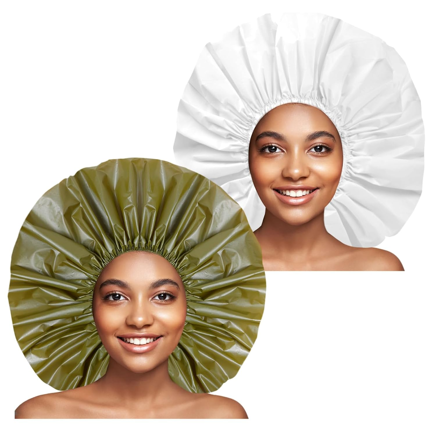 Jumbo Shower Caps Waterproof for Thick Curly Hair 2pc