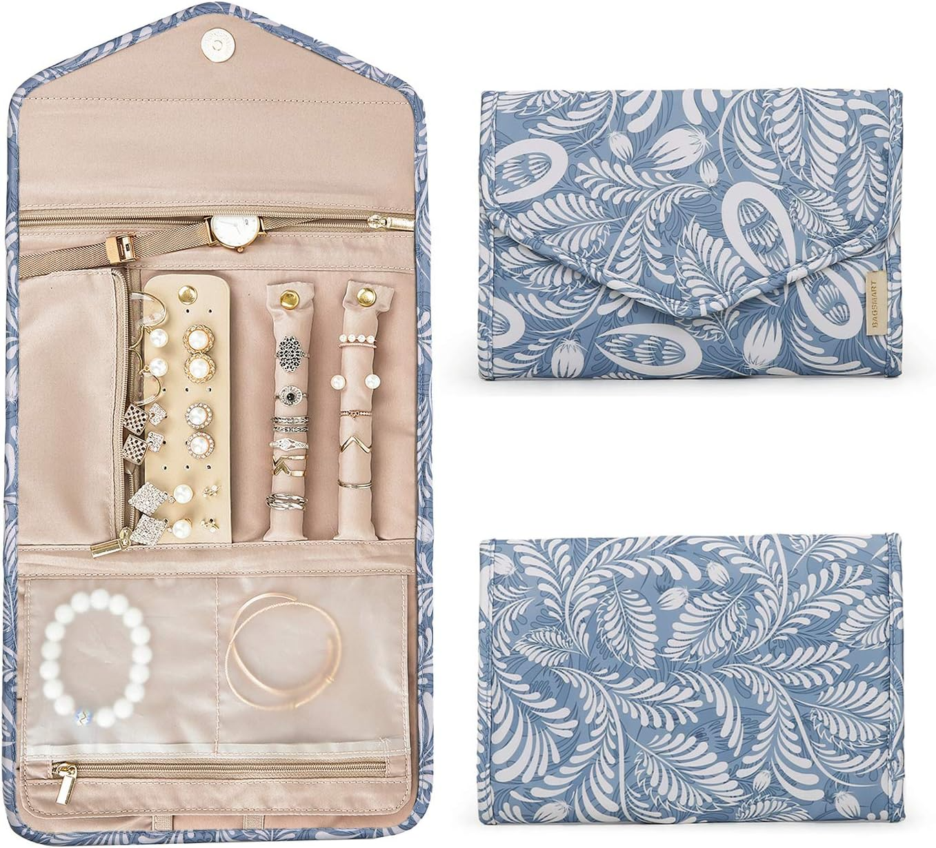 Foldable Travel Jewelry Organizer Case Tangle-Free