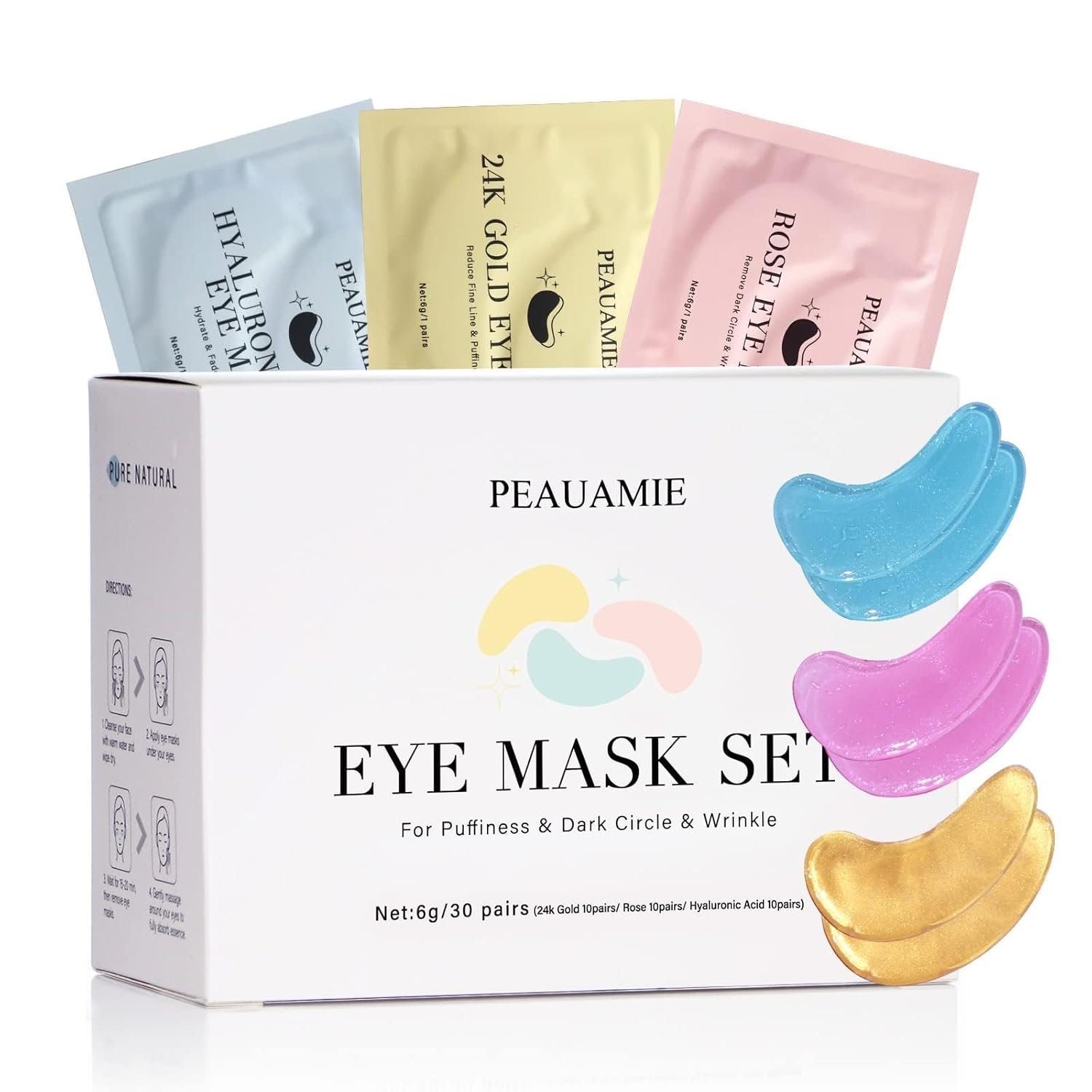 30 Pairs Under Eye Patches Gold Rose Hyaluronic Acid